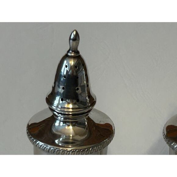 Antique Hunt 1930s 1940s braided Tall Sterling Silver Salt and Pepper Shakers - Picture 3 of 14